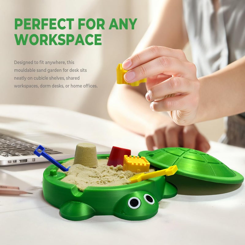 HouseBegan Mini Turtle Sandbox Zen Garden for Desk, Desktop Turtle Sandbox with Lid on The Go for Office Stress Relief, Funny Zen Garden Kit Desk Accessories Gifts for Coworkers Boss - Image 5
