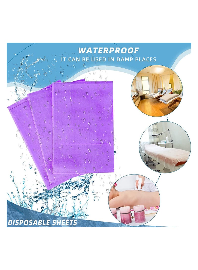 لا بيرلا  تك 50 صورة ملاءات طاولة تدليك يمكن التخلص منها، ملاءات سرير سبا غطاء سرير غير منسوج، أغطية سرير سبا لأخصائي التجميل ، والشمع، وسرير الرموش، وطاولة صالون أرجوان - Image 2