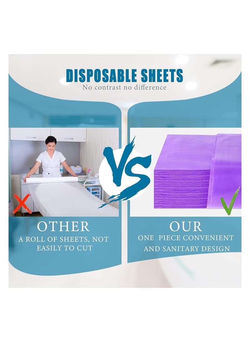 لا بيرلا  تك 50 صورة ملاءات طاولة تدليك يمكن التخلص منها، ملاءات سرير سبا غطاء سرير غير منسوج، أغطية سرير سبا لأخصائي التجميل ، والشمع، وسرير الرموش، وطاولة صالون أرجوان - Image 4