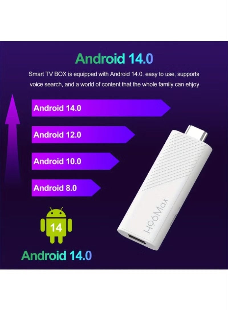 اتش 96 ماكس جهاز Android 14.0 TV Stick ATV، جهاز H313 Mini Smart TV Box مشغل وسائط البث مع معالج رباعي النواة WiFi6 2.4G/5.8Ghz BT5.0 4K AV1، مشغل منزلي ذكي فائق الوضوح مع تحكم صوتي (2 جيجابايت + 16 جيجابايت) - Image 5