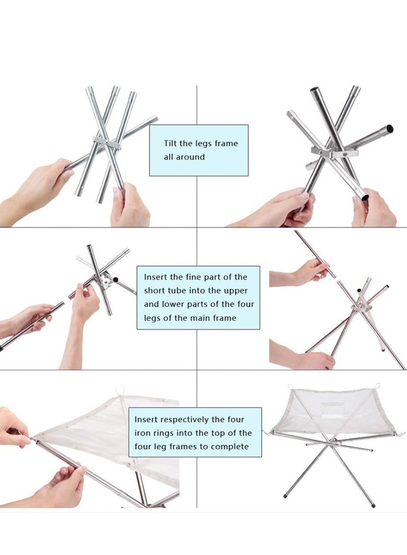 إسكدنيا شواية فحم قابلة للطي محمولة من الفولاذ المقاوم للصدأ للنزهات الخارجية للطهي والتخييم والمشي لمسافات طويلة - Image 5