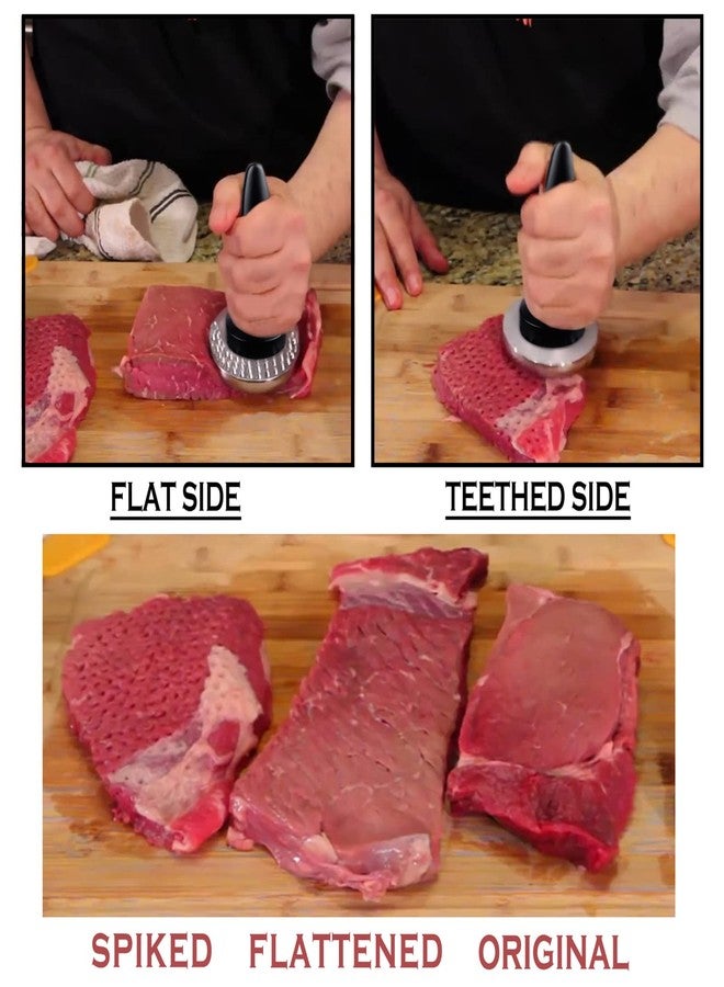 KEISSCO Reversible Meat Tenderizer and Pounder Dual Sided Meat Tenderizer Mallet Marinating Prep Tool, Mysterious Black - Image 4