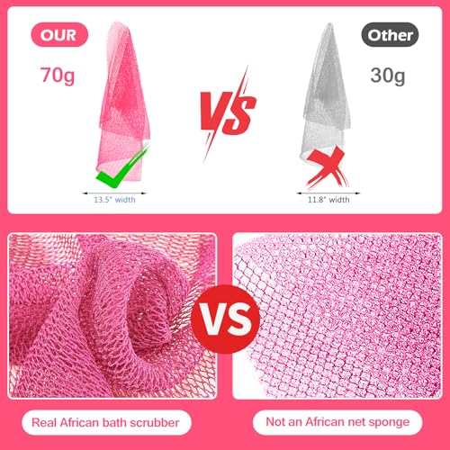 ZOCY African Net Sponge, Authentic Exfoliating Body Scrubber for Bath and Shower, Multiple Textures with Gentle Deep Exfoliating and Rich Lather for All Skins (Pink) - Image 4