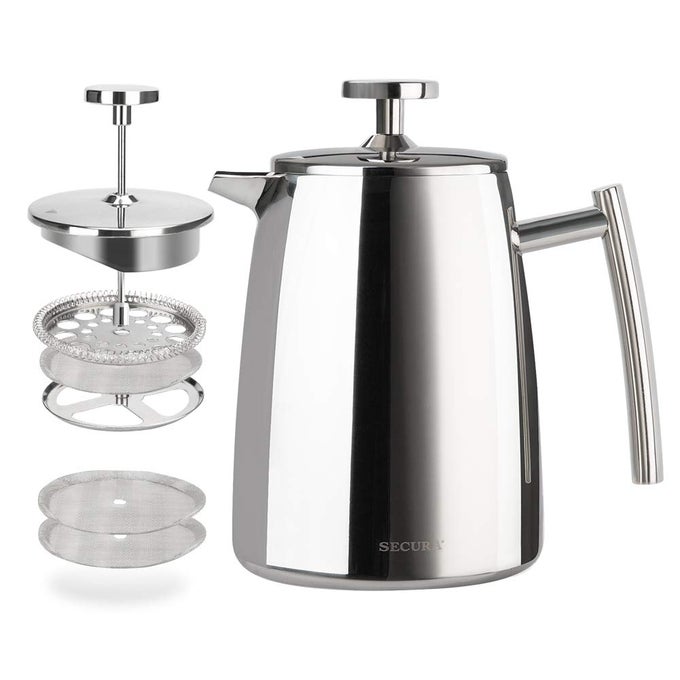 FRENCH PRESS COFFEE MAKER 17OUNCE 304 STAINLESS STEEL INSULATED COFFEE PRESS WITH EXTRA SCREEN
