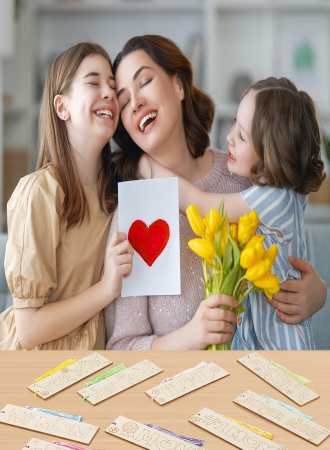 Hedeey 36 Pcs Color Your Own Mother's Day Bookmarks for Kids DIY Mother's Day Gifts Wooden Blank Bookmarks Bulk with Hanging Tassel for for Mother's Day Crafts Birthday Gift - Image 5