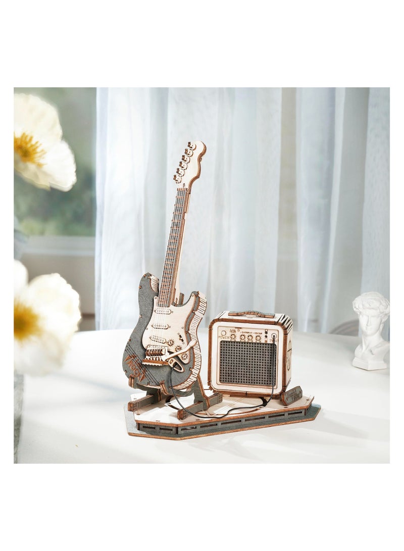 3D Puzzles Guitar for Adults, Wooden Music Box Kits-Cello Wood Model Kits for Adults, DIY Wooden Model Kit for Adults to Build, STEM Electric Guitar Desk Toy Project, Birthday Gifts Hobbies - Image 5