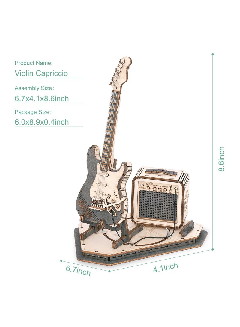 3D Puzzles Guitar for Adults, Wooden Music Box Kits-Cello Wood Model Kits for Adults, DIY Wooden Model Kit for Adults to Build, STEM Electric Guitar Desk Toy Project, Birthday Gifts Hobbies - Image 3