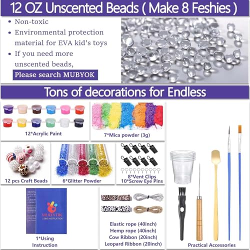 MUBYOK M140 85PCS Car Freshie Supplies Starter kit with Unscented Aroma Beads,Silicone Molds,Acrylic Paint,Mica Powder,Glitter and Accessories (Make 8 Freshies) - Image 5