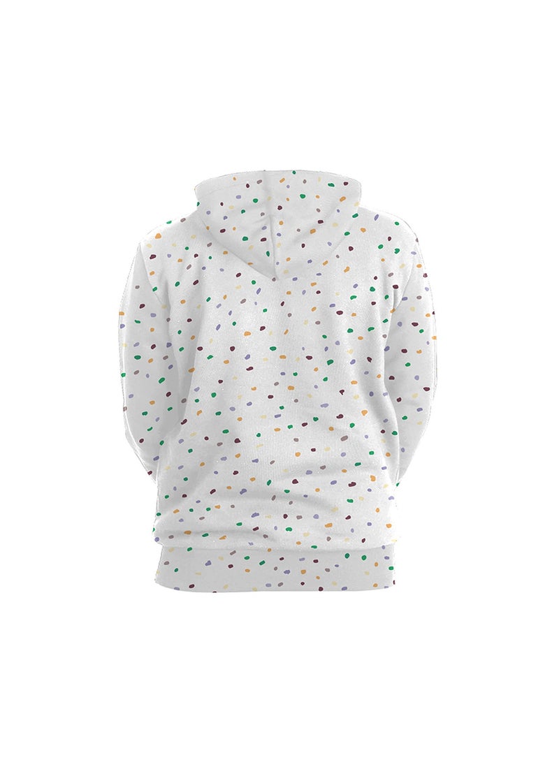 Loquat Squality 3D Printing Long Sleeved Hoodie Men/Women White - Image 2