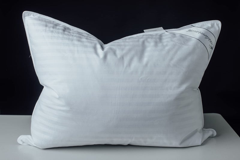 Eastwarmth Goose Down Feather Soft Pillows One Pillow 100 Cotton Supportive Bed Pillow Stripe White Color Queen Size 20x30 inch