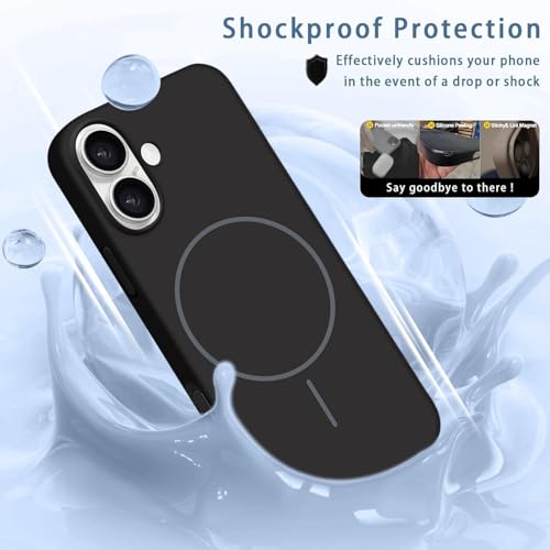 mobistyle Magnetic Silicone Back Cover for iPhone 17 6.3-Inch, Compatible with Mag-Safe, Silky Soft Touch, Shock Absorbing Phone Cover Case Protection (Black) - Image 2