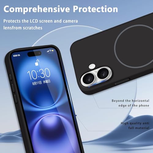 mobistyle Magnetic Silicone Back Cover for iPhone 17 6.3-Inch, Compatible with Mag-Safe, Silky Soft Touch, Shock Absorbing Phone Cover Case Protection (Black) - Image 3