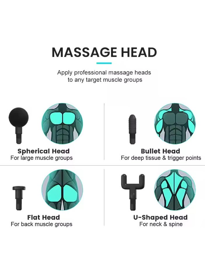 Microplus - Rechargeable Deep Tissue Massage Gun | Muscle Massage Gun Deep Tissue Massager High-Intensity Training Exercising Body Relaxation Slimming Shaping Pain Relief| with 4 Attachments Grey/Silver MP-4734 - Image 1