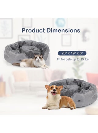 Extra Soft Cat Bed Large, Round Puppy Bed with Pillow for Joint & Muscle Support, Non-Skid Cat Sleeping Bed, Machine Washable Pet Bed - view 5