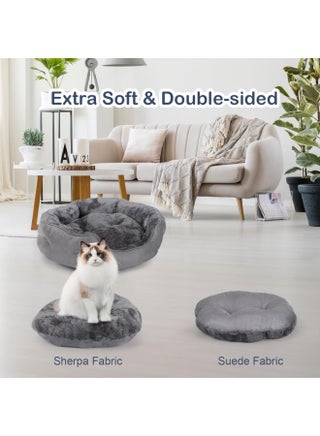 Extra Soft Cat Bed Large, Round Puppy Bed with Pillow for Joint & Muscle Support, Non-Skid Cat Sleeping Bed, Machine Washable Pet Bed - view 3