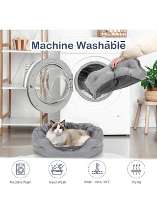 Extra Soft Cat Bed Large, Round Puppy Bed with Pillow for Joint & Muscle Support, Non-Skid Cat Sleeping Bed, Machine Washable Pet Bed - view 4