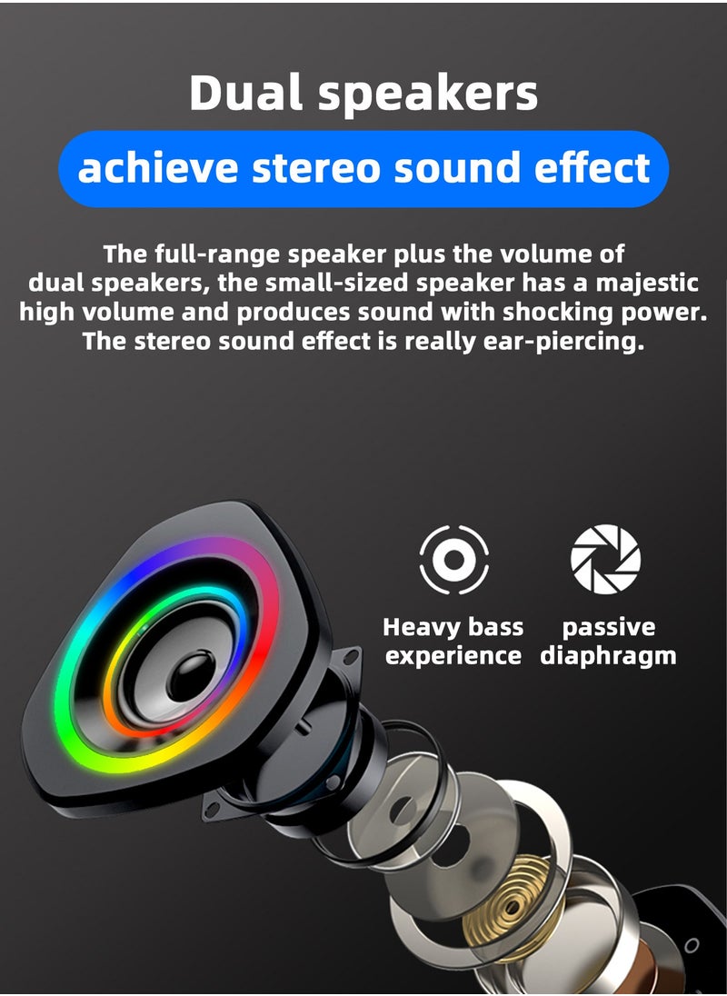LOOPITYS - USB Computer Speakers,USB-Powered  PC Gaming Speakers for Desktop Computer Laptop and Mobile Phone USB 3.5mm Aux Input BLUE Lights Black - Image 1