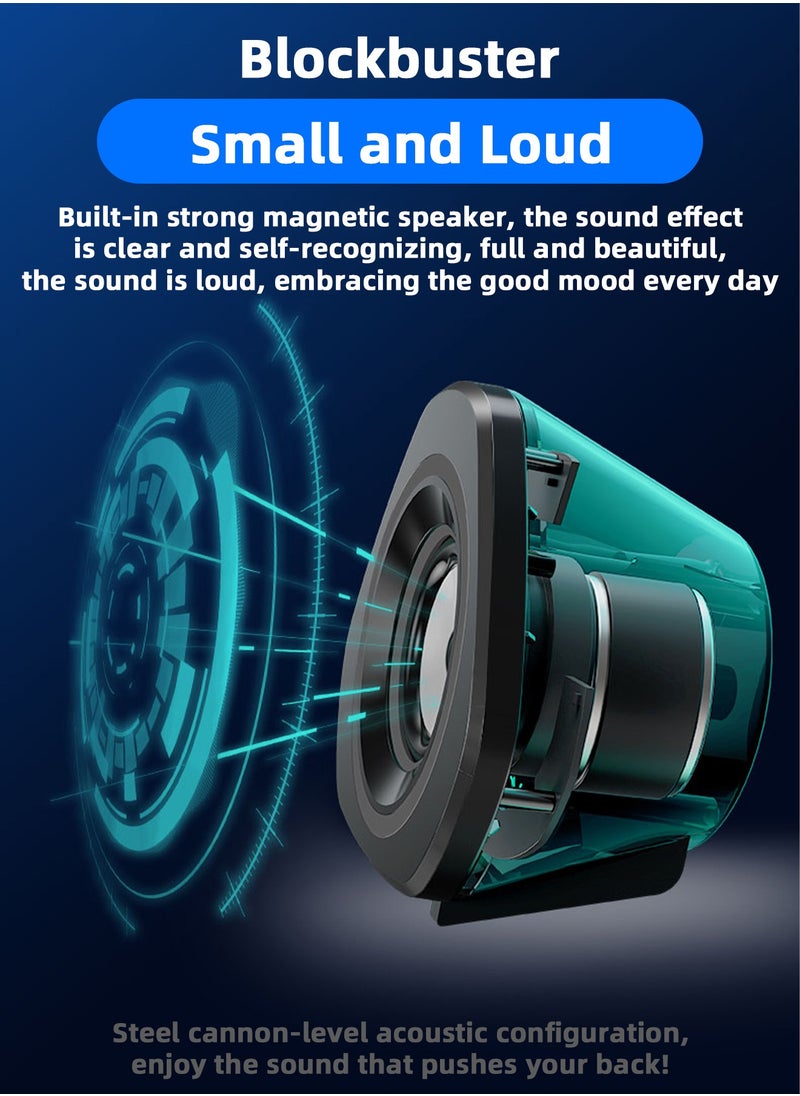 LOOPITYS - USB Computer Speakers,USB-Powered  PC Gaming Speakers for Desktop Computer Laptop and Mobile Phone USB 3.5mm Aux Input BLUE Lights Black - Image 1