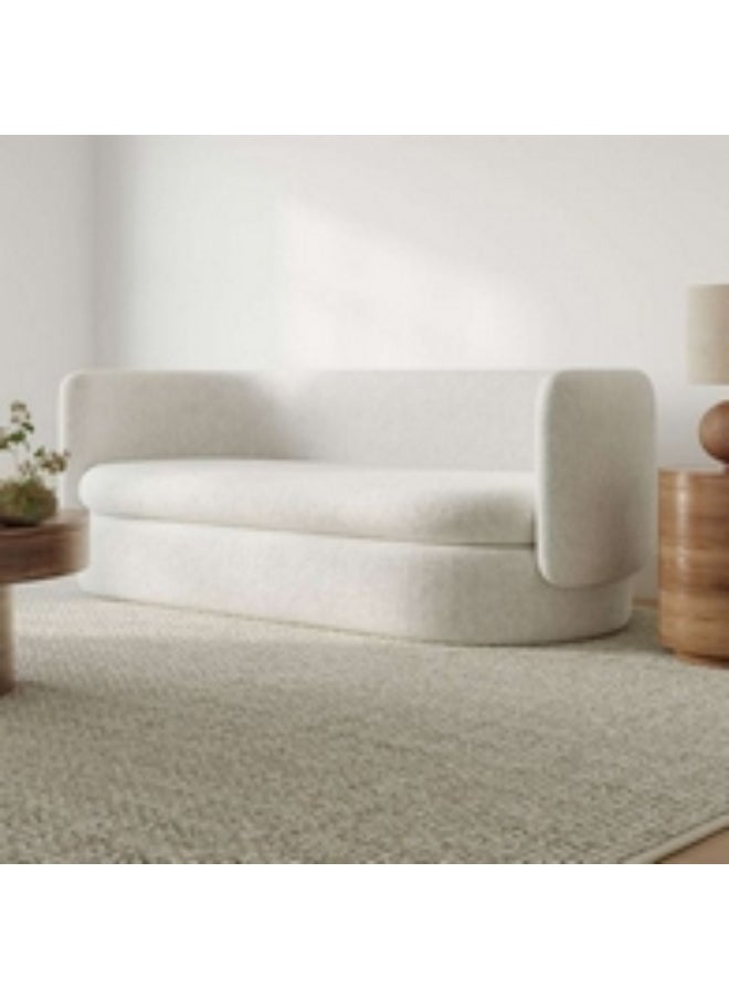 Homzmart Swedish Wood and  Linen 3 Seaters Sofa - White  - Image 3