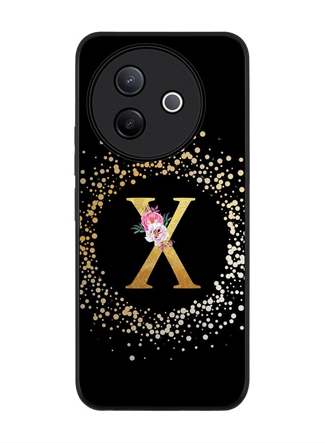 Stylizedd For Vivo Y39 5G / vivo Y300i 5G Case,Slim fit Camera Protection, Shockproof Thin Phone cover  - Custom Monogram Floral - X ( Black ) - Image 1