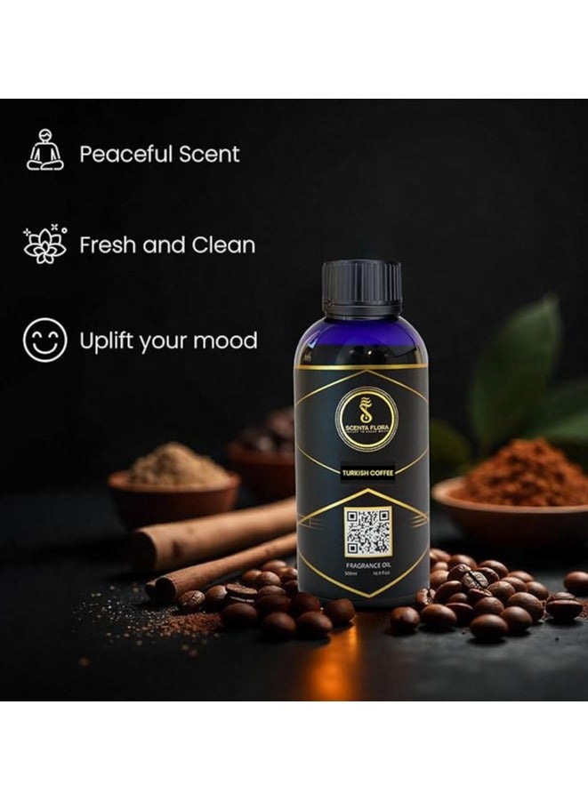 سينتا فلورا زيت عطري بنكهة القهوة التركية، مُعطّر للروائح العلاجية، ٥٠٠ مل | معتمد من IFRA | مزيج من القهوة المحمصة والتوابل والعنبر الخشبي | عطر منعش للمقاهي - Image 5