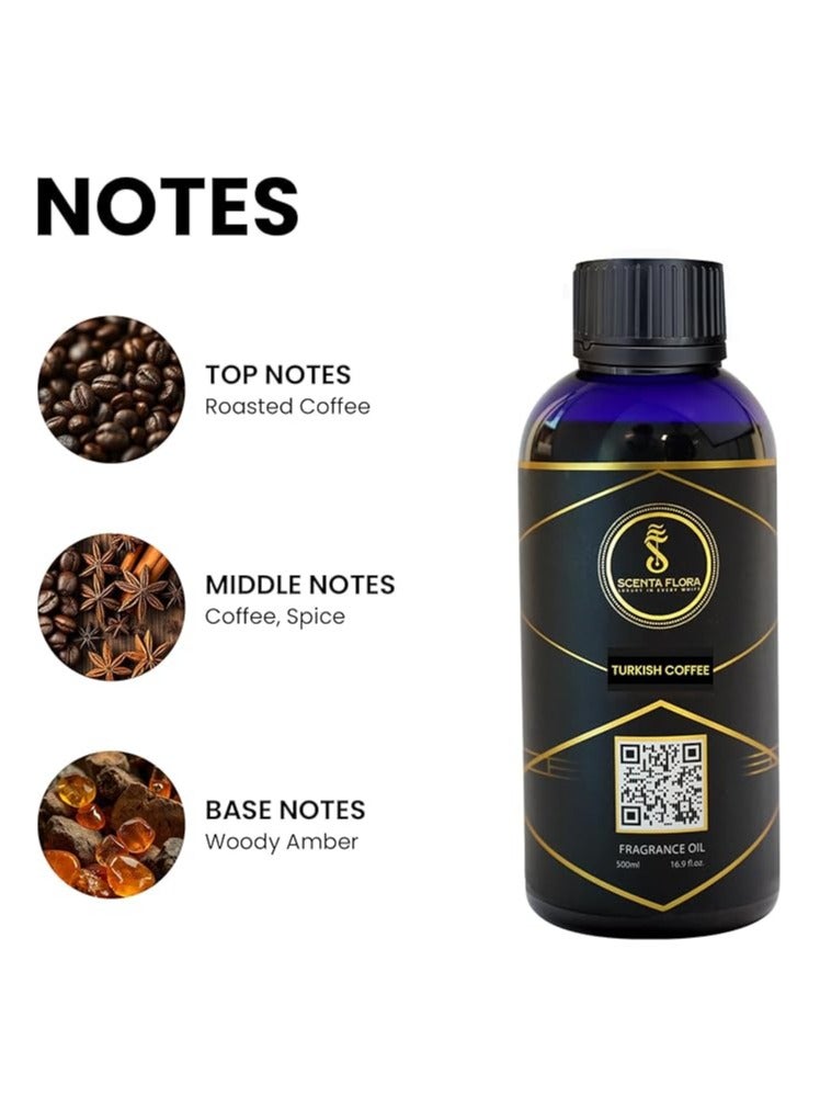 سينتا فلورا زيت عطري بنكهة القهوة التركية، مُعطّر للروائح العلاجية، ٥٠٠ مل | معتمد من IFRA | مزيج من القهوة المحمصة والتوابل والعنبر الخشبي | عطر منعش للمقاهي - Image 3