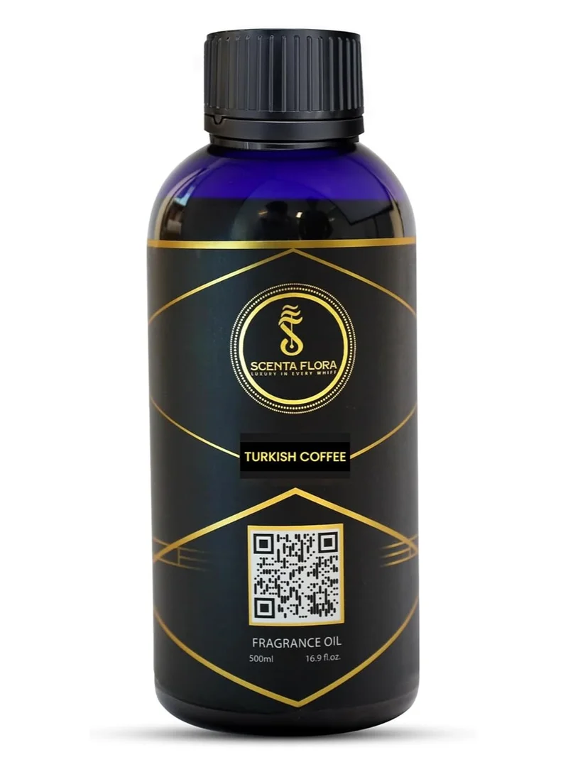سينتا فلورا زيت عطري برائحة القهوة التركية من SCENTA FLORA لأجهزة نشر الروائح والعلاج العطري (500 مل) | معتمد من IFRA | مزيج من القهوة المحمصة والتوابل والعنبر الخشبي | رائحة منعشة مثالية للمقاهي