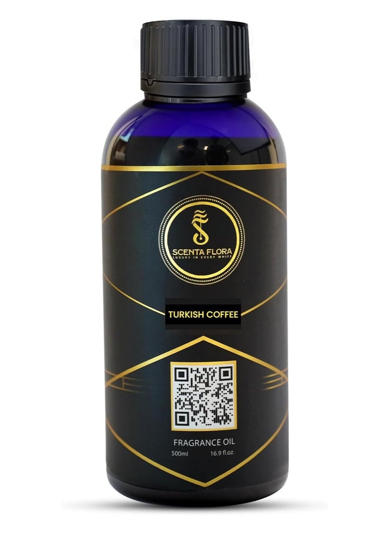 سينتا فلورا زيت عطري بنكهة القهوة التركية، مُعطّر للروائح العلاجية، ٥٠٠ مل | معتمد من IFRA | مزيج من القهوة المحمصة والتوابل والعنبر الخشبي | عطر منعش للمقاهي - Image 1
