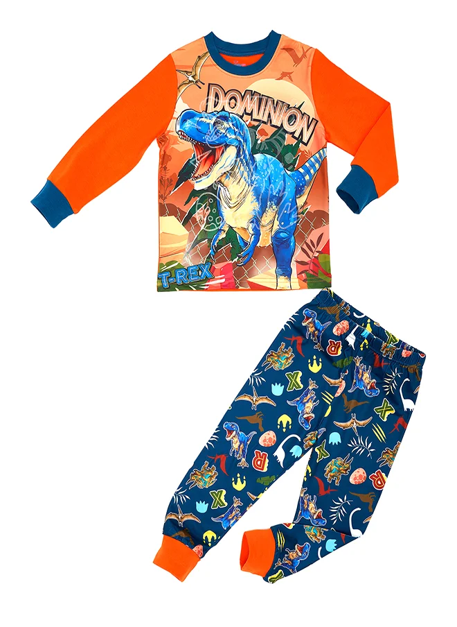 babyqlo Dinosaur Dominion Glow-in-the-Dark Cotton Pajama Set for Boys