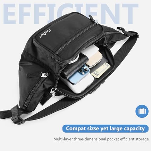 ProCase Fanny Pack Waist Packs for Men Women, Waist Bag Hip Pack for Travel Hiking Running Outdoor Sports -Black, Large - Image 3