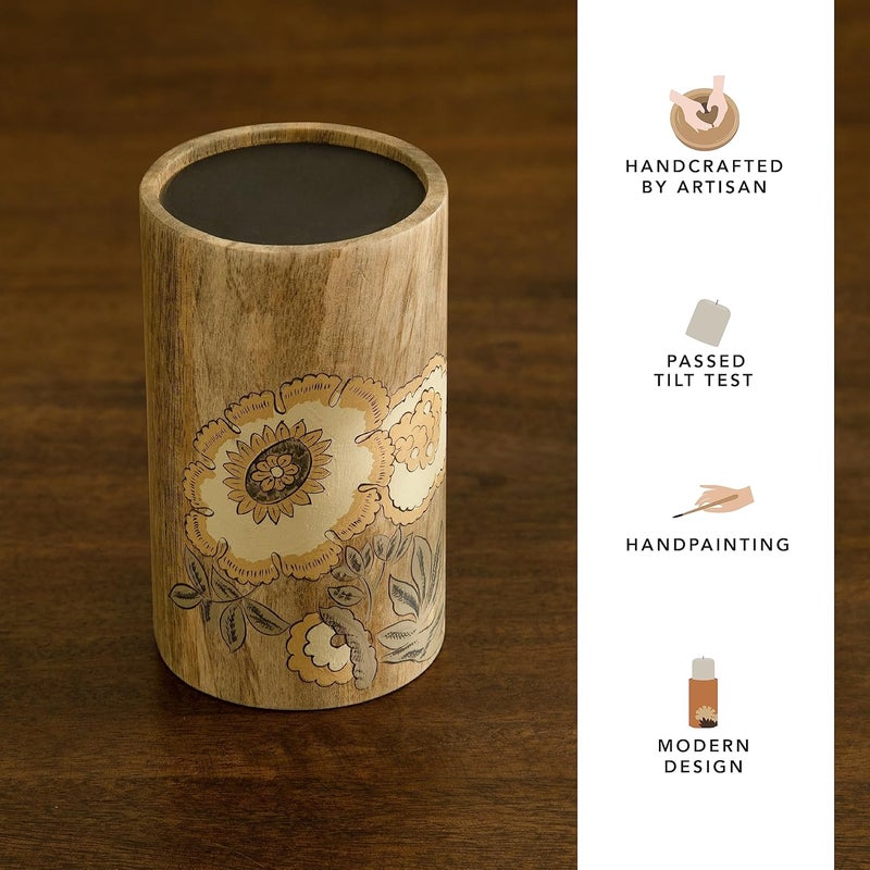 Ellementry Fleur Dor Pillar Candle Holder Large Decorative Candlestick Holders for Living Room and Home Decor Wooden Candle Stands for Wedding Parties Gifting and Dining Table Centerpiece - Image 3