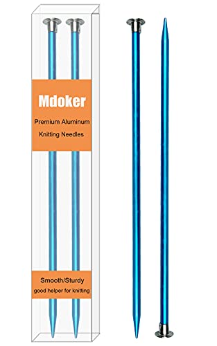 Mdoker 13.8 Inch Anodized Aluminum Knitting Needles,Colored Straight Single Pointed Metal Sweater Knitting Needle for DIY Knitting Projects,Size US 10(6mm) - Image 1