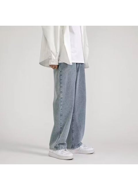 Vintage Jeans Men Casual Loose Fit Spring Blue