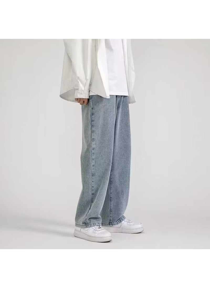 Generic - Vintage Jeans Men Casual Loose Fit Spring Blue - Image 1