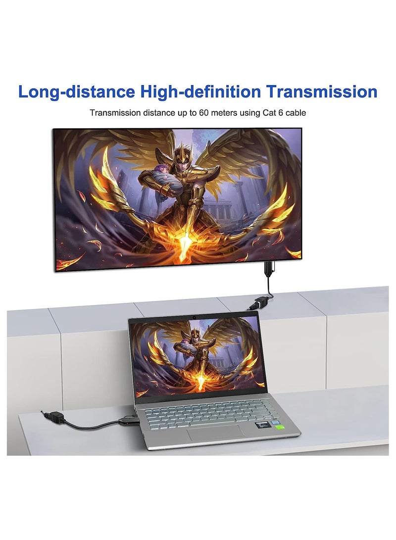 SOLARAE HDMI Extender Ethernet Cat5e, Network Converter Cables Male to Female HDMI to RJ45, 1080P up to 60m HDMI Transmitter and Receiver, 1 Pair - Image 2