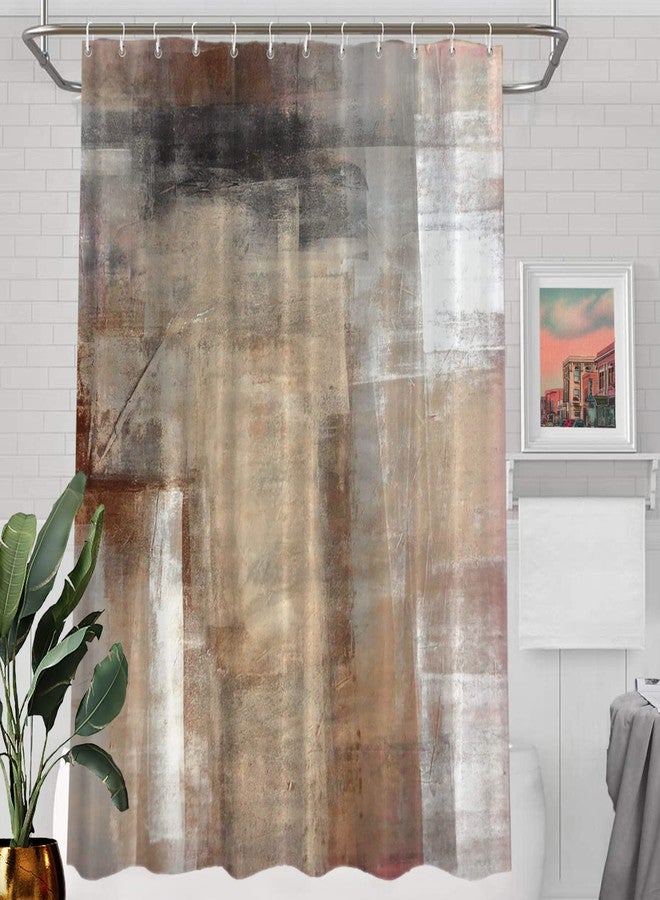 Batmerry Brown Beige Abstract Art Decorative Shower Curtain - Acrylic Painting Design, Long Wide With Rust Proof Grommets for Bathroom, Waterproof Washable - Image 1