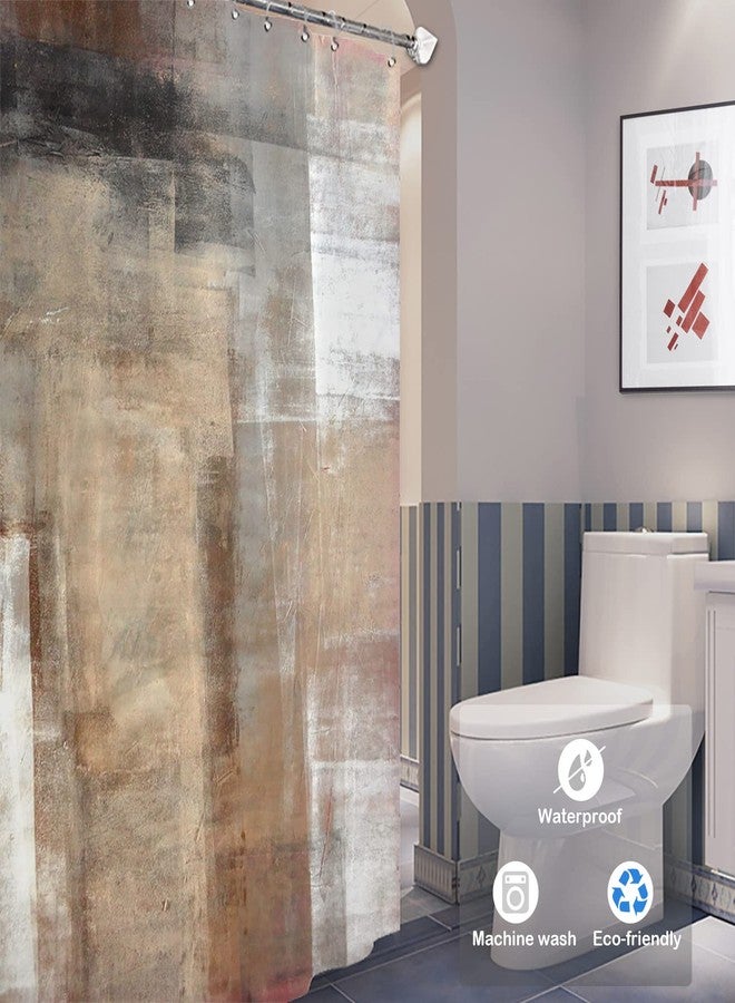 Batmerry Brown Beige Abstract Art Decorative Shower Curtain - Acrylic Painting Design, Long Wide With Rust Proof Grommets for Bathroom, Waterproof Washable - Image 2