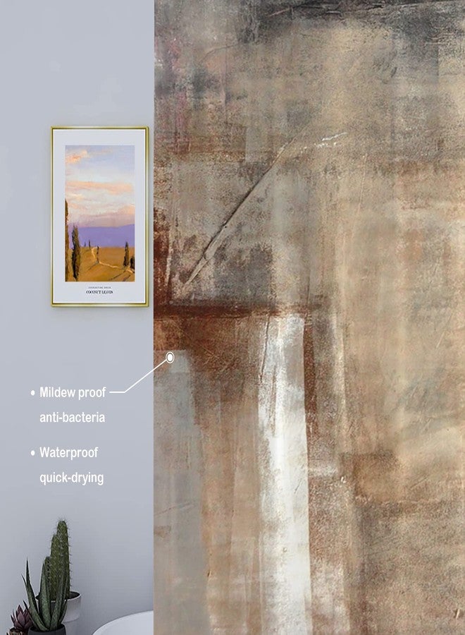 Batmerry Brown Beige Abstract Art Decorative Shower Curtain - Acrylic Painting Design, Long Wide With Rust Proof Grommets for Bathroom, Waterproof Washable - Image 5