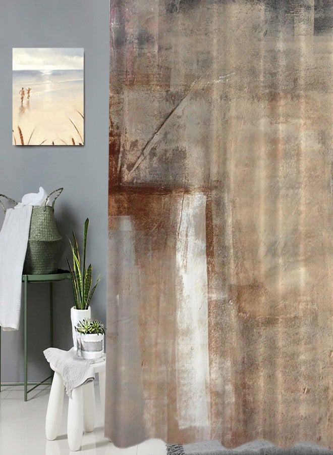 Batmerry Brown Beige Abstract Art Decorative Shower Curtain - Acrylic Painting Design, Long Wide With Rust Proof Grommets for Bathroom, Waterproof Washable - Image 3