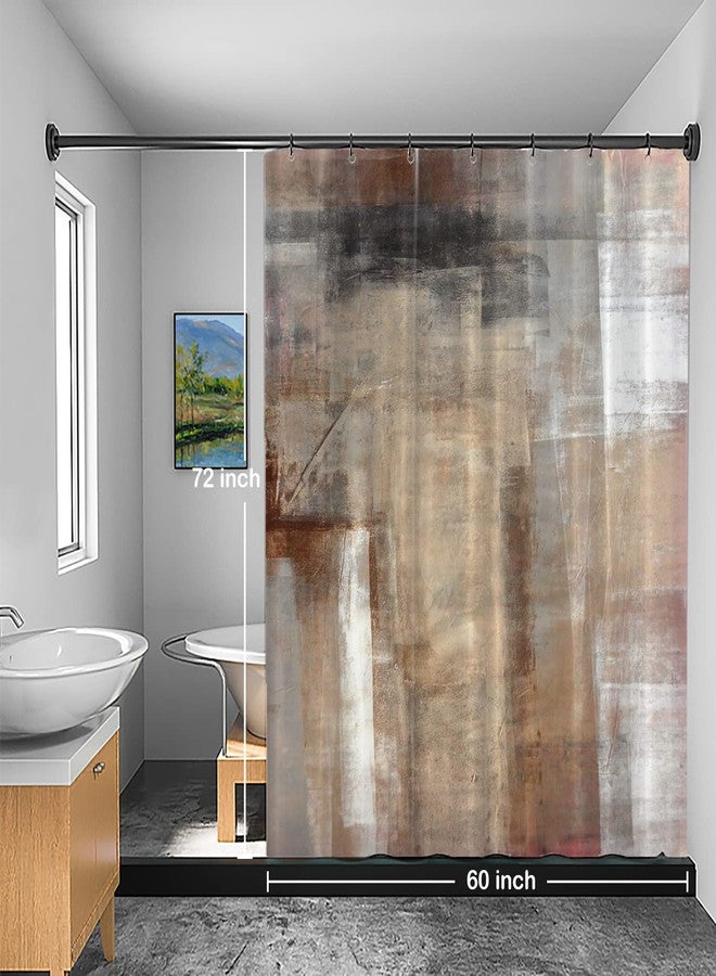 Batmerry Brown Beige Abstract Art Decorative Shower Curtain - Acrylic Painting Design, Long Wide With Rust Proof Grommets for Bathroom, Waterproof Washable - Image 4