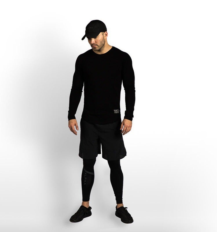 Muscle Maiba Comprehensive Training Tight-fit Sports T-shirt Color-matching Long-sleeved Men's Training Clothes Base Shirt Casual Round Neck Long-sleeved - Image 3