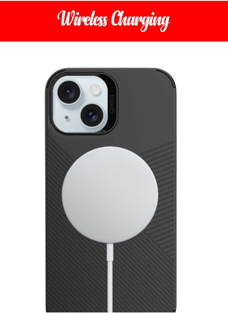 Gear4 - Gear4 MagSafe Compatible Case with D3O® Reinforced Back Plate Case Cover for Apple iPhone 15 – Black - Image 1