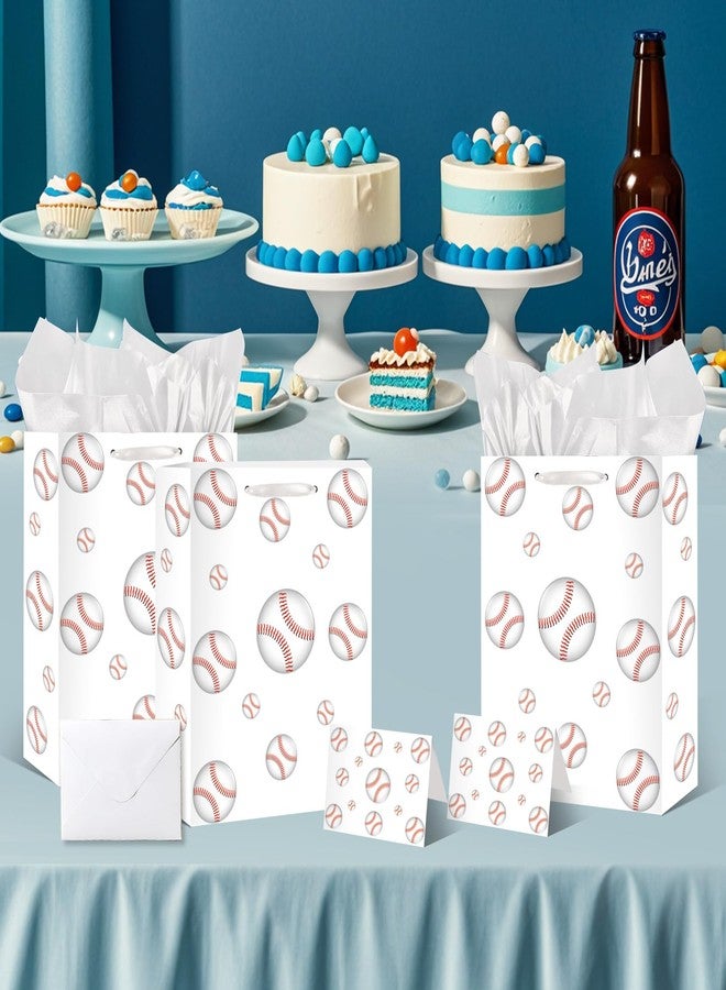 GOLDCROW Baseball Party Gift Bag 13" Baseball Gift Wrap Bag with Tissue Paper and Card Baseball Pary Favor Bag for Sport Themed Decorations Baseball Birthday Goodie Treat Gifts Bags for Team Supplies - Image 2