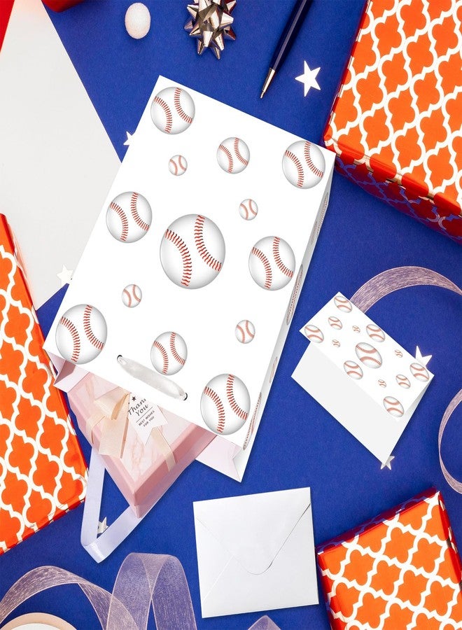 GOLDCROW Baseball Party Gift Bag 13" Baseball Gift Wrap Bag with Tissue Paper and Card Baseball Pary Favor Bag for Sport Themed Decorations Baseball Birthday Goodie Treat Gifts Bags for Team Supplies - Image 3