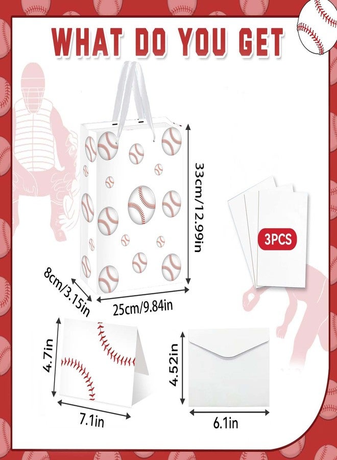 GOLDCROW Baseball Party Gift Bag 13" Baseball Gift Wrap Bag with Tissue Paper and Card Baseball Pary Favor Bag for Sport Themed Decorations Baseball Birthday Goodie Treat Gifts Bags for Team Supplies - Image 4