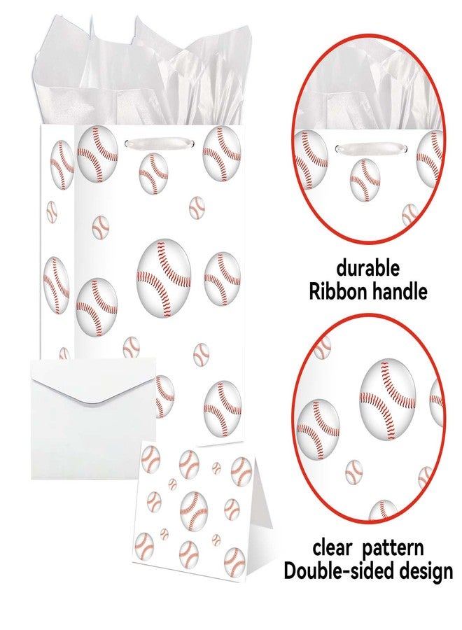GOLDCROW Baseball Party Gift Bag 13" Baseball Gift Wrap Bag with Tissue Paper and Card Baseball Pary Favor Bag for Sport Themed Decorations Baseball Birthday Goodie Treat Gifts Bags for Team Supplies - Image 5
