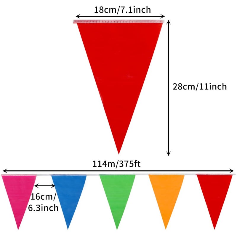 YGEOMER 300pcs Colorful Pennant Banner Flags, 375ft Multicolor Banners Carnival Decorations Supplies for Party Birthday and Shops Decorations - Image 2