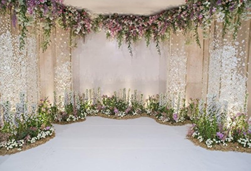 Yeele Wedding Photography Backdrops - Photo Background - Yeele 10x8ft Marriage Anniversary Flower Wedding Party Banner Decor Backdrop Bride Bridegroom Bridesmaid Portrait Photo Booth Shoot Studio Props - Image 1