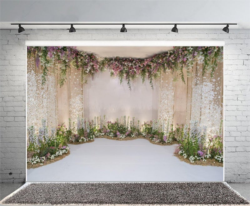 Yeele Wedding Photography Backdrops - Photo Background - Yeele 10x8ft Marriage Anniversary Flower Wedding Party Banner Decor Backdrop Bride Bridegroom Bridesmaid Portrait Photo Booth Shoot Studio Props - Image 5