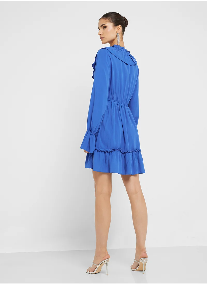 جينجر Ruffle Detail Mini Dress